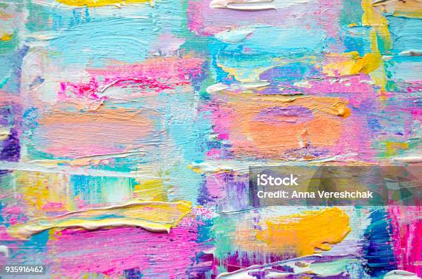 Acrylic Painting On Canvas Color Texture Stock Photo - Download Image Now - Paint, Multi Colored, Painting - Art Product