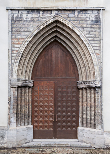 Old wooden gate of a medieval house