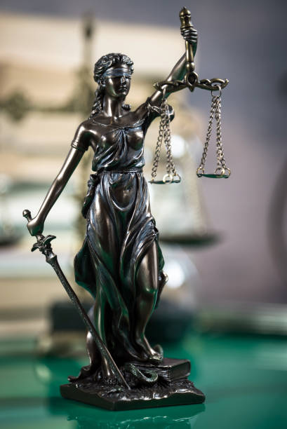 istock Law concept with Themis, symbol of justice. 935945312