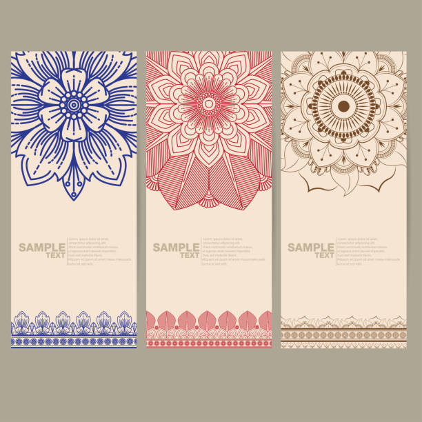 Indian floral paisley medallion banners. Ethnic Mandala ornament. Vector Henna tattoo style. Can be used for textile, greeting card, coloring book, phone case print. Indian floral paisley medallion banners. Ethnic Mandala ornament. Vector Henna tattoo style. Can be used for textile, greeting card, coloring book, phone case print. thai culture stock illustrations