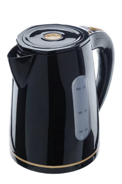 istock Black and beige color plastic isolated cordless electrical kettle on white background 935954430