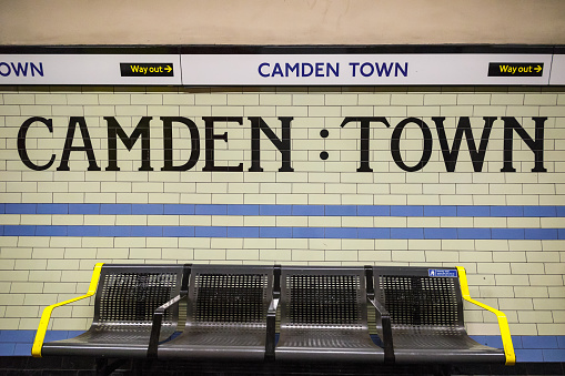 Sign for Camden Town underground station in London