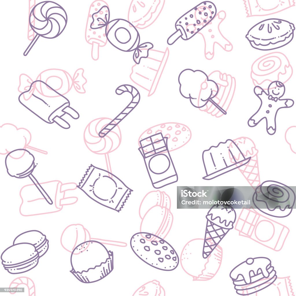 candy line art icon seamless wallpaper pattern Simple candy line art icon seamless wallpaper pattern. Candy stock vector