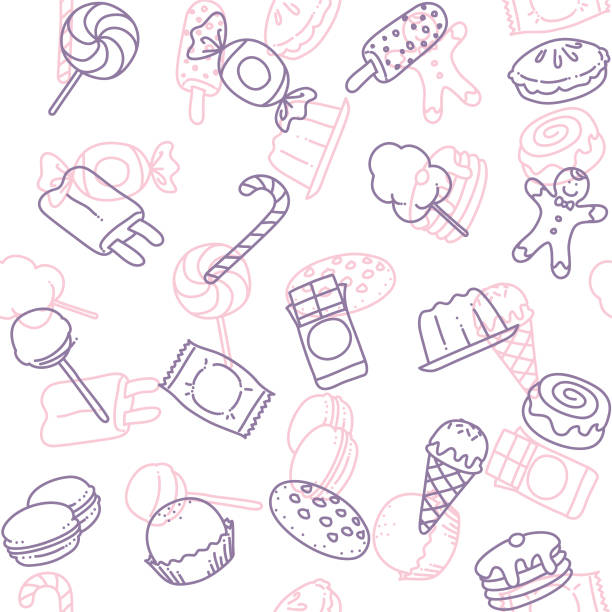 candy line art icon seamless wallpaper pattern Simple candy line art icon seamless wallpaper pattern. doodle stock illustrations