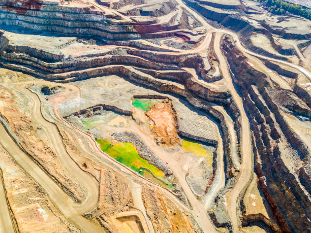 istock Aerial view of colorful, open pit mine 935971838