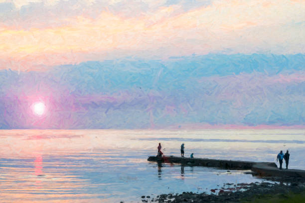 istock Sunset Gathering at Torekov Digital Painting 935979082