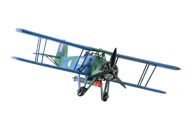 istock Blue plastic biplane isolated on the white background 935979234