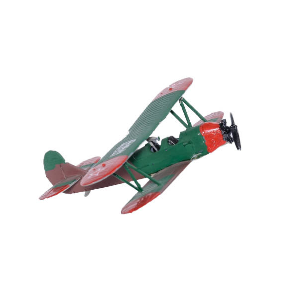 istock Green plastic biplane isolated on the white background 935979296