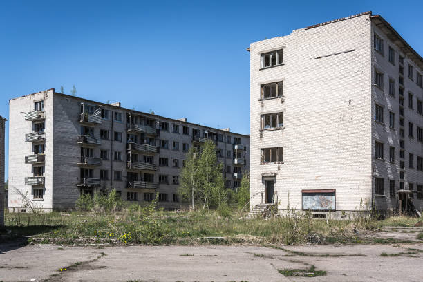 istock Deserted soviet apartment blocks in Skrunda, Latvia. Former dormitory district in the soviet military base in Skrunda 1, Latvia. 935981760