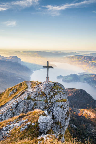 istock Schafberg mountain summit at sunset, Salzkammergut, Austria 935986272