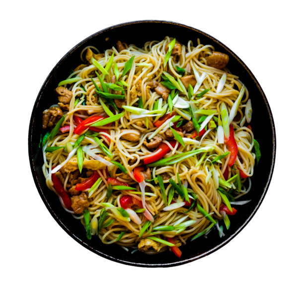 istock Chinese noodles wok isolated in white background 935986730