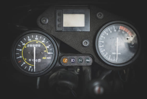 istock Close-up view of modern motorcycle dashboard. 935987110