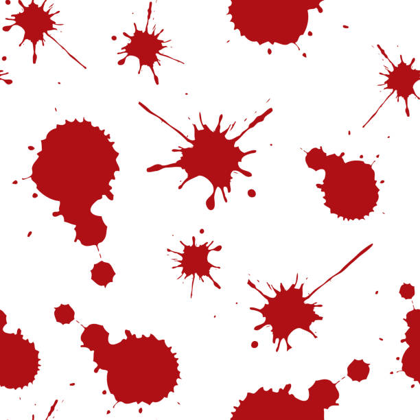 red blood stains seamless pattern on white, red blood stains seamless pattern on white,scary background,hand drawn vector illustration splattered blood stock illustrations