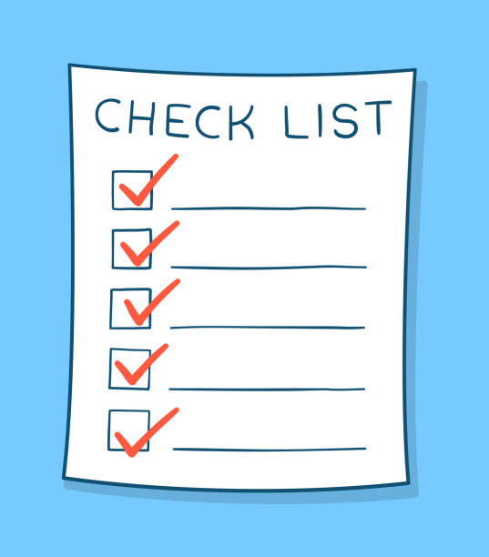 赤のチェック マークが付いた漫画チェックリスト - checkbox ticked document form点のイラスト素材／クリップアート素材／マンガ素材／アイコン素材
