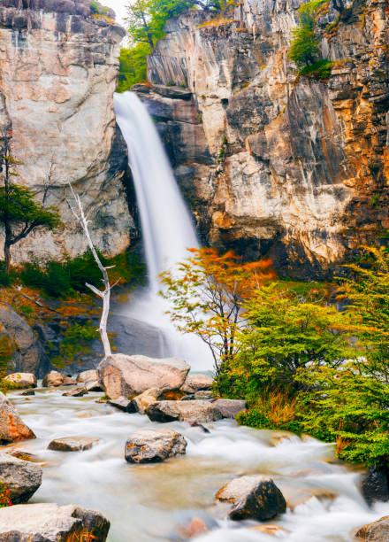 Chorrillo del Salto is a beautifull waterfall near town El Chalten in Los Glaciares National Park, Argentina. With a long exposure.