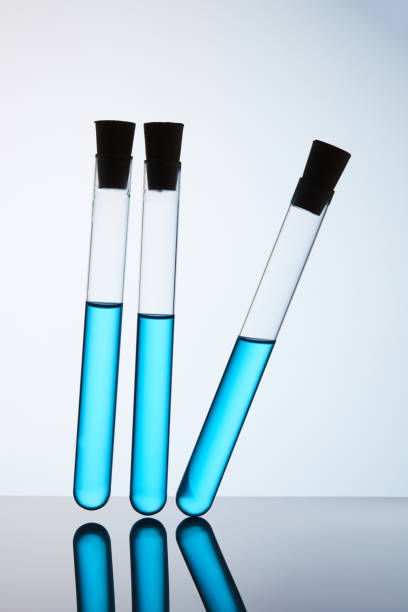 istock chemistry tubes filled with blue liquid on grey 935998150