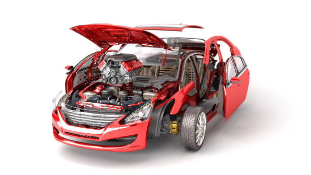 istock Details of the red car on a white background 3D render 936000786
