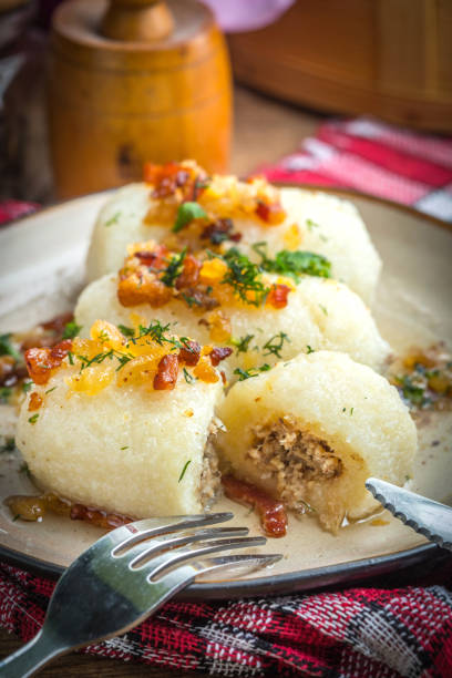 istock Potato dumplings stuffed with minced meat. 936001624