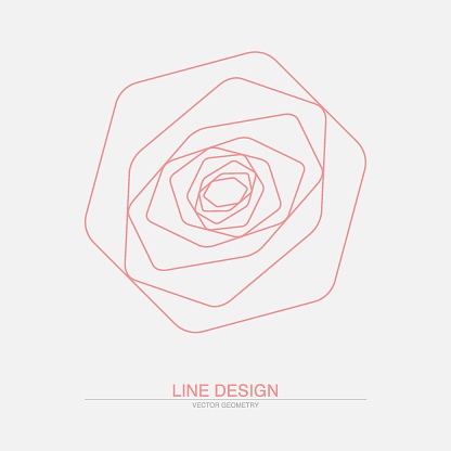 Abstract geometric rose. Vector line art based on simple shapes. Isolated on light background