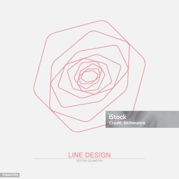 Geometric Rose Abstract Line Art Stock Illustration - Download Image Now - Rose - Flower, Flower, Geometric Shape