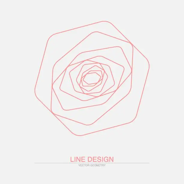 Vector illustration of Geometric rose. Abstract line art