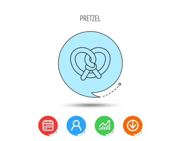 Vector illustration of Pretzel icon. Bakery food sign.