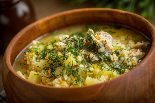 istock Soup with barley and chicken gizzards. 936008086