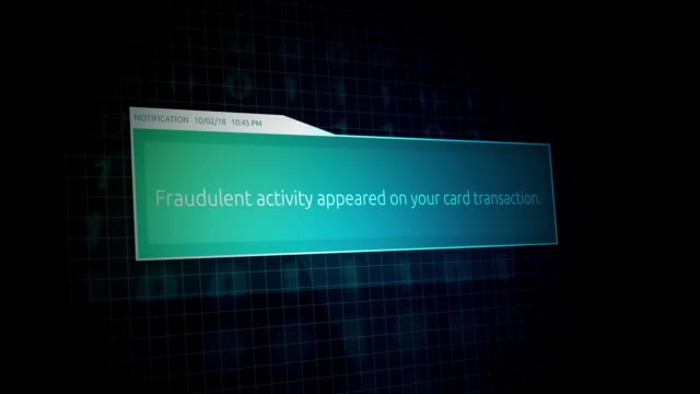 Fraudulent activity on a bank account - online banking notification