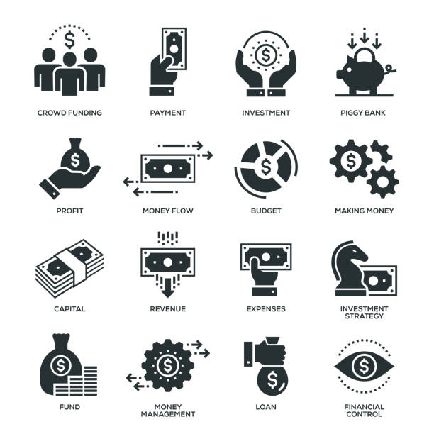 ilustrações, clipart, desenhos animados e ícones de ícones de finanças - loss of control