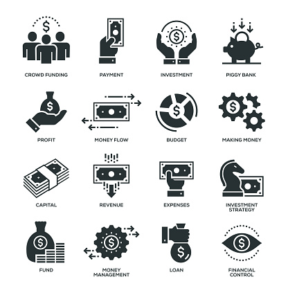 Finance Icons - 16 Monochrome Icons