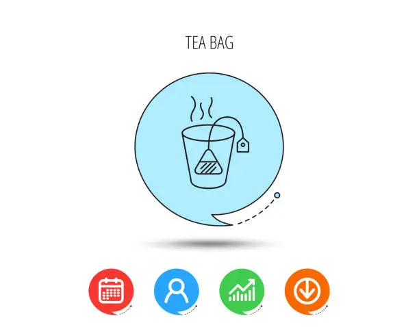 Vector illustration of Tea bag icon. Natural hot drink sign.