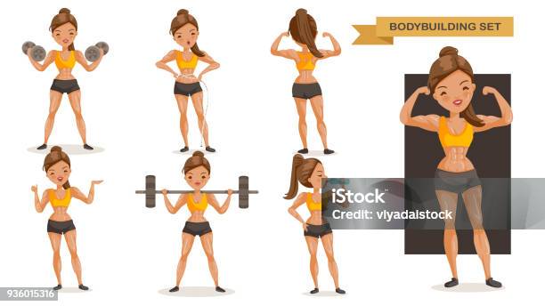 Bodybuilding Woman Stock Illustration - Download Image Now - Women, Body Building, One Woman Only