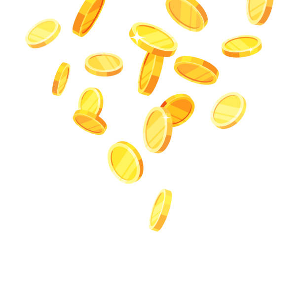 Flying gold coins vector art illustration