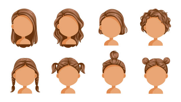 маленькая девочка волосы - little girls group of people happiness cheerful stock illustrations