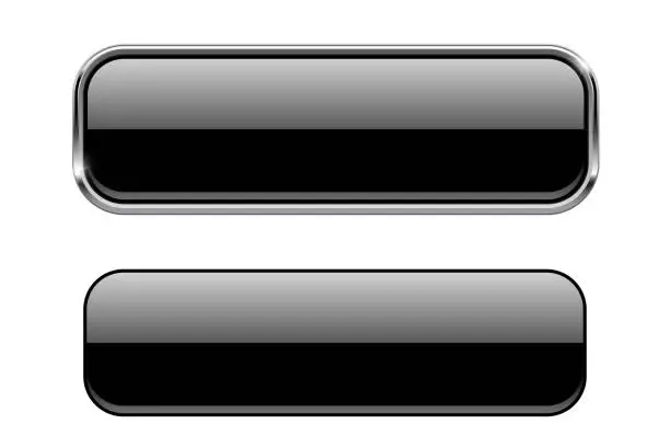 Vector illustration of Black glass buttons with and without metal frame