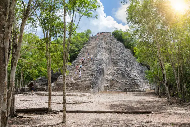 Photo of The Mayan Nohoch Mul pyramid in Coba, Yucatan