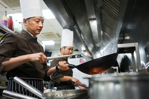 Cooking in Chinese restaurant