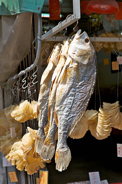 Dried Fish in Market stock photo