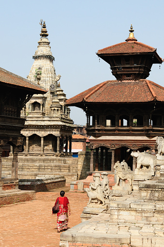 View of the old district of the Bhaktapur city in Nepal