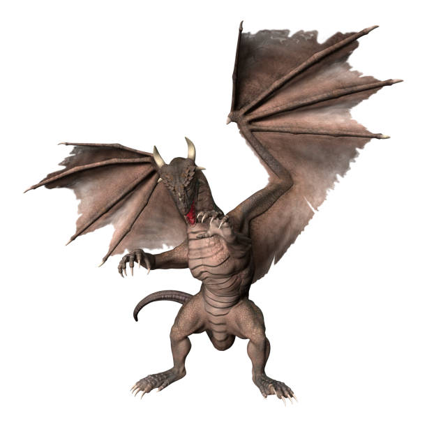 istock 3D illustration fantasy dragon on white 936082560
