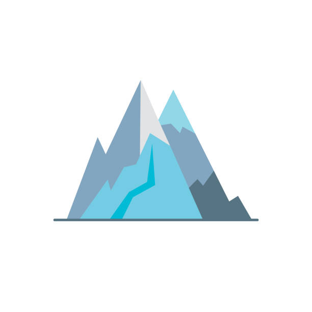 ikona szczytów górskich w płaskim stylu - pinnacle success winning concepts stock illustrations