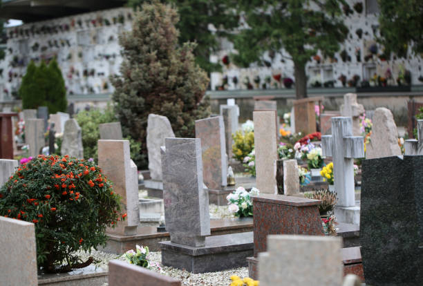 istock inside a cemetery with many tombs and tombstones 936084838