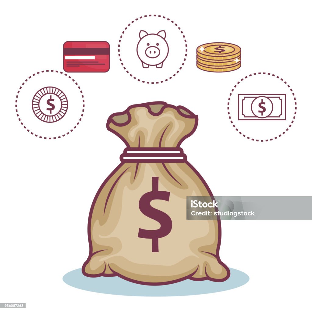 Money Things Moneyrelated Objects Design Stock Illustration - Download Image Now ...
