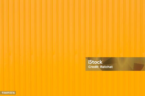 Side Of Yellow Container Panel Yellow Metal Background Stock Photo - Download Image Now