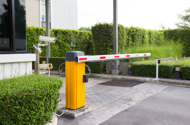 car park barrier, automatic entry system - gate imagens e fotografias de stock