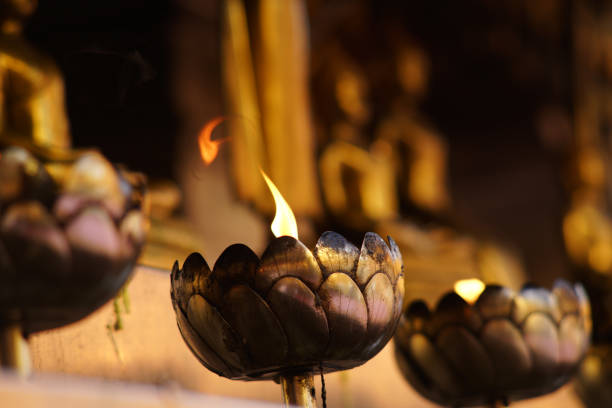 lotus brass oil lamp