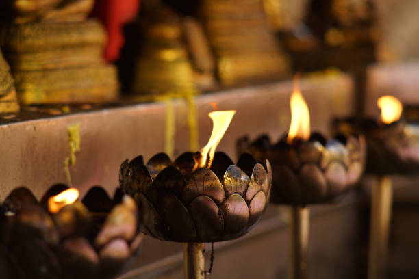 lotus brass oil lamp