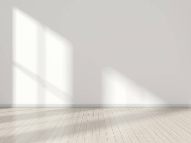 istock 3D stimulate of white room interior and wood plank floor with sun light cast on the wall,Perspective of minimal design architecture 936105456