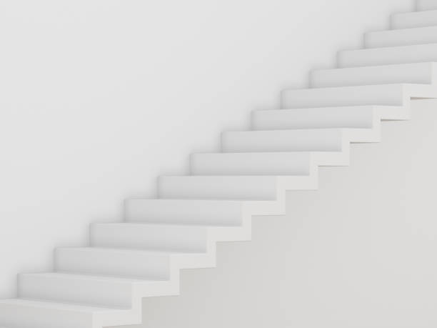 istock 3d rendering of white room with white stair on the wall 936105642