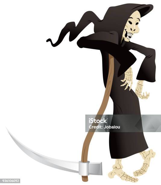 Cartoon Smiling Death Stock Illustration - Download Image Now - Grim Reaper, Scythe, Dead